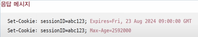 Expires/Max-Age 응답 메시지